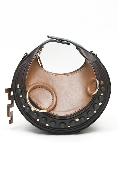 Immri Loop Stud Embellished Crecent Handbag 
