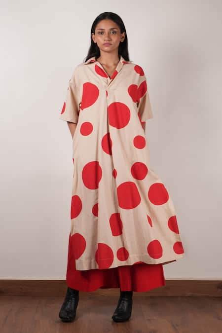 MATI Polka Dot Print Tunic With Flared Pant 