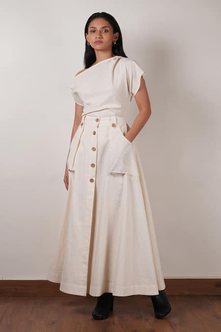 MATI_1 Off White Cotton One Shoulder Plain Top Online at Aza Fashions MATI_1_Off White Cotton One Shoulder Plain Top _Online_at_Aza_Fashions