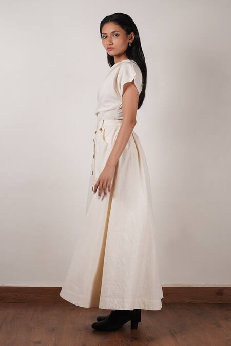 Shop MATI_1 Off White Cotton One Shoulder Plain Top Online at Aza Fashions Shop_MATI_1_Off White Cotton One Shoulder Plain Top _Online_at_Aza_Fashions