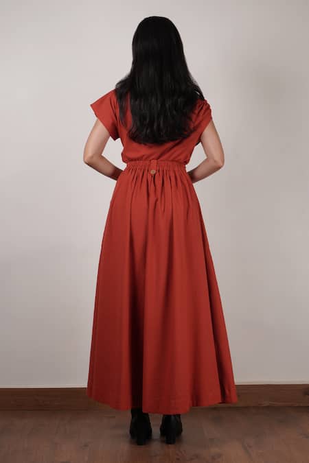 Shop MATI_1 Orange Cotton One Shoulder Solid Top at Aza Fashions Shop_MATI_1_Orange Cotton One Shoulder Solid Top _at_Aza_Fashions