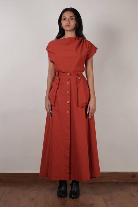 MATI_1 Orange Cotton One Shoulder Solid Top Online at Aza Fashions MATI_1_Orange Cotton One Shoulder Solid Top _Online_at_Aza_Fashions