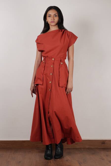 Buy MATI_1 Orange Cotton One Shoulder Solid Top Online at Aza Fashions Buy_MATI_1_Orange Cotton One Shoulder Solid Top _Online_at_Aza_Fashions