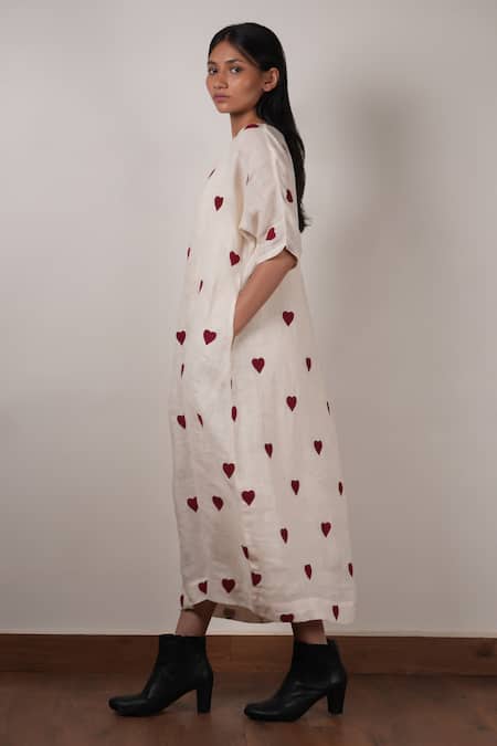 MATI_1 Off White Linen Embroidery Round Neck Hand Shift Dress Online at Aza Fashions MATI_1_Off White Linen Embroidery Round Neck Hand Shift Dress _Online_at_Aza_Fashions