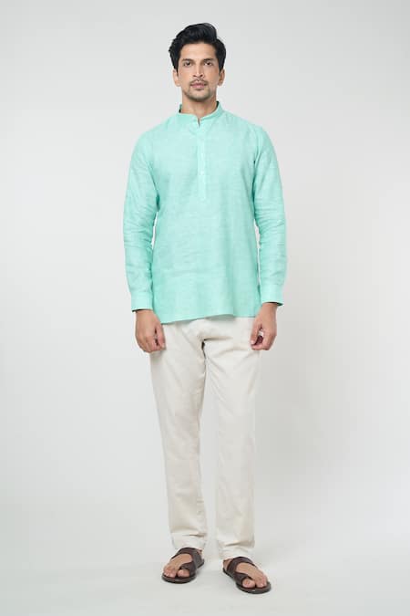 Arihant Rai Sinha Solid Band Collar Kurta 