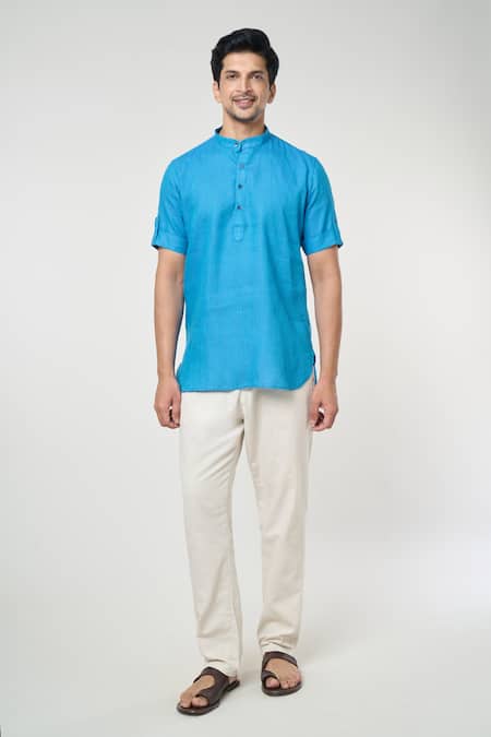 Arihant Rai Sinha Grey Linen Full Sleeves Kurta 
