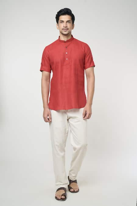 Arihant Rai Sinha Half Sleeves Shirt Style Short Kurta 