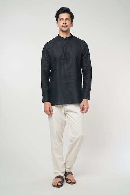 Arihant Rai Sinha Full Sleeves Shirt Style Linen Kurta 