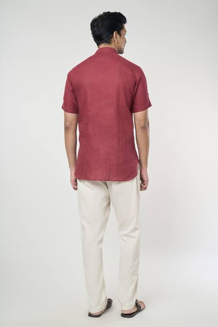 Arihant Rai Sinha Shirt Style Short Linen Kurta 