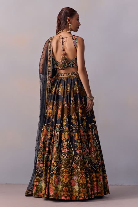 Kalista Naaz Vintage Blossom Print & Embroidered Lehenga Set