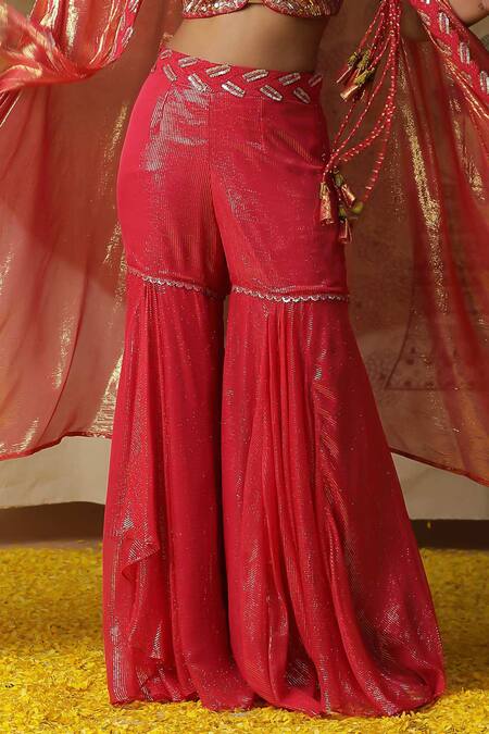 Buy Arpita Sulakshana Red Georgette, Crepe Sequins, Beads Hand Embroidered Blouse Set With Ombre Cape Online at Aza Fashions Buy_Arpita Sulakshana_Red Georgette, Crepe Sequins, Beads Hand Embroidered Blouse Set With Ombre Cape _Online_at_Aza_Fashions