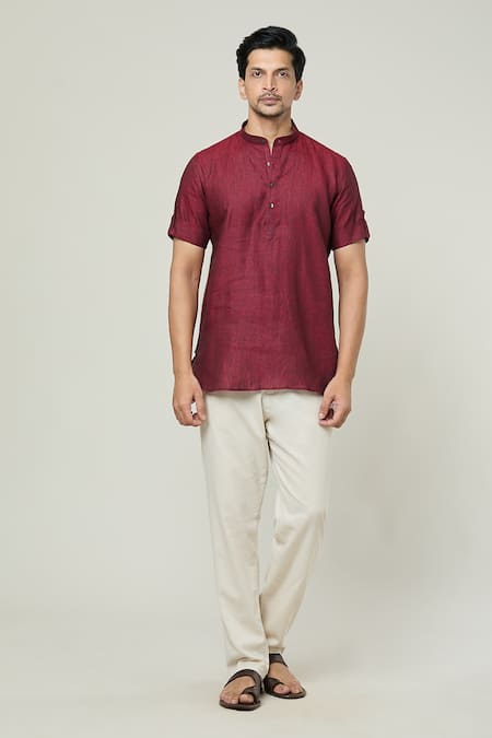 Arihant Rai Sinha Linen Solid Short Kurta 