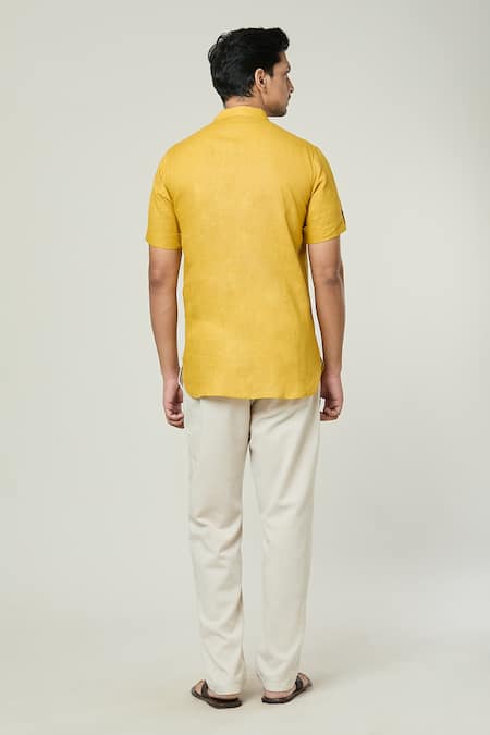 Arihant Rai Sinha Linen Plain Short Kurta 