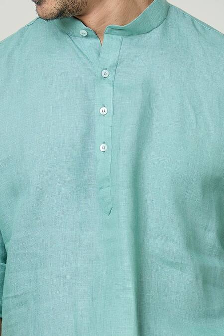 Buy_Arihant Rai Sinha_Blue Linen Full Sleeve Kurta 