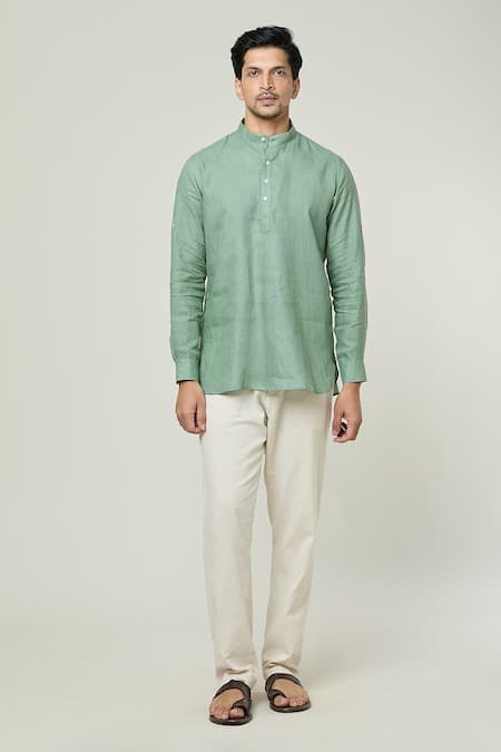 Arihant Rai Sinha Linen Plain Full Sleeve Kurta 