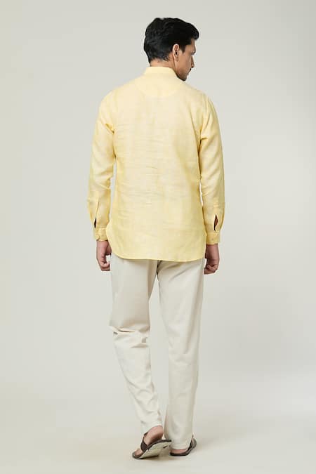 Arihant Rai Sinha Linen Mandarin Collar Kurta 
