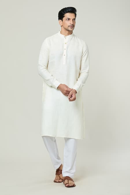 Arihant Rai Sinha Linen Mandarin Collar Kurta 