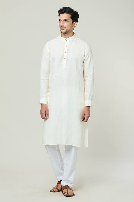 Arihant Rai Sinha Cream Linen Mandarin Collar Kurta at Aza Fashions Arihant Rai Sinha_Cream Linen Mandarin Collar Kurta _at_Aza_Fashions
