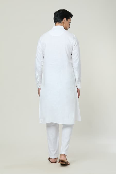 Shop Arihant Rai Sinha White Linen Mandarin Collar Kurta at Aza Fashions Shop_Arihant Rai Sinha_White Linen Mandarin Collar Kurta _at_Aza_Fashions
