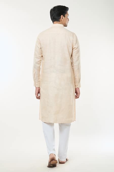 Shop Arihant Rai Sinha Beige Linen Full Sleeve Kurta at Aza Fashions Shop_Arihant Rai Sinha_Beige Linen Full Sleeve Kurta _at_Aza_Fashions