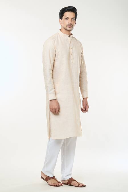 Arihant Rai Sinha Beige Linen Full Sleeve Kurta Online at Aza Fashions Arihant Rai Sinha_Beige Linen Full Sleeve Kurta _Online_at_Aza_Fashions