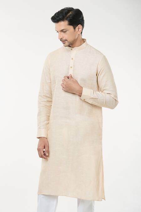 Shop Arihant Rai Sinha Beige Linen Full Sleeve Kurta Online at Aza Fashions Shop_Arihant Rai Sinha_Beige Linen Full Sleeve Kurta _Online_at_Aza_Fashions
