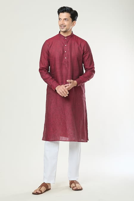 Arihant Rai Sinha Linen Full Sleeve Straight Kurta 