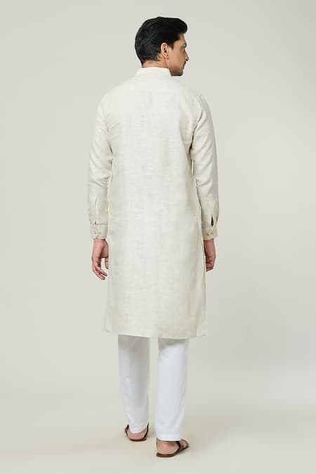Shop Arihant Rai Sinha Beige Linen Straight Kurta at Aza Fashions Shop_Arihant Rai Sinha_Beige Linen Straight Kurta _at_Aza_Fashions