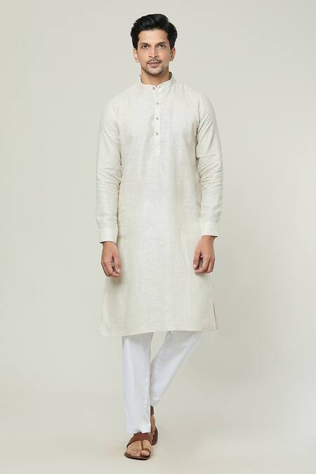 Arihant Rai Sinha Beige Linen Straight Kurta Online at Aza Fashions Arihant Rai Sinha_Beige Linen Straight Kurta _Online_at_Aza_Fashions