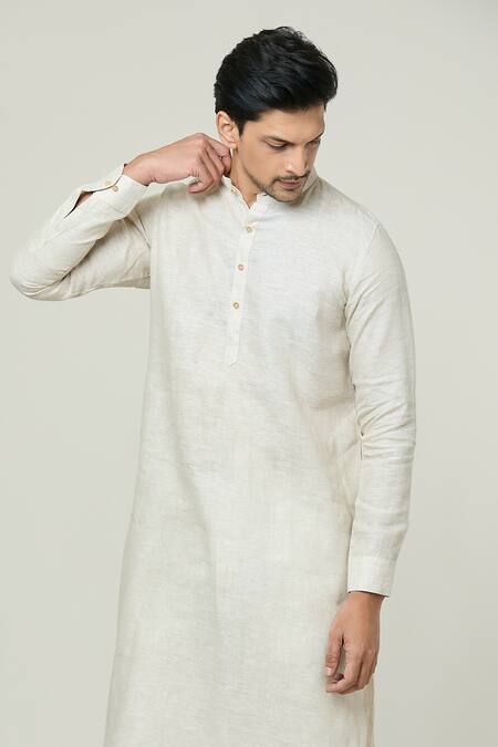 Shop Arihant Rai Sinha Beige Linen Straight Kurta Online at Aza Fashions Shop_Arihant Rai Sinha_Beige Linen Straight Kurta _Online_at_Aza_Fashions