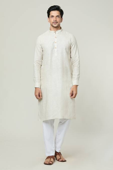 Arihant Rai Sinha Beige Linen Straight Kurta at Aza Fashions Arihant Rai Sinha_Beige Linen Straight Kurta _at_Aza_Fashions