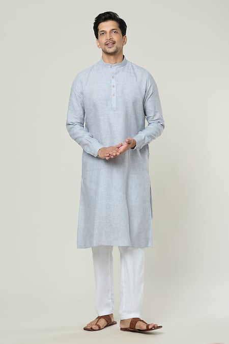 Arihant Rai Sinha Grey Linen Straight Plain Kurta 