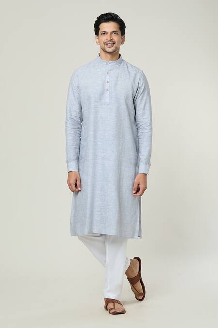 Arihant Rai Sinha Grey Linen Straight Plain Kurta at Aza Fashions Arihant Rai Sinha_Grey Linen Straight Plain Kurta _at_Aza_Fashions