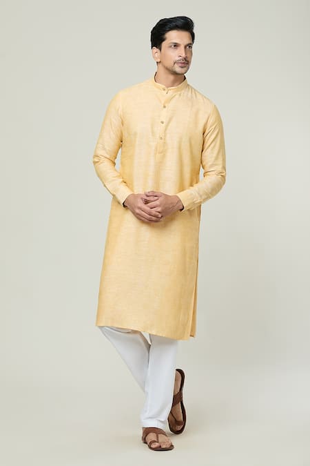 Arihant Rai Sinha Yellow Linen Straight Kurta 