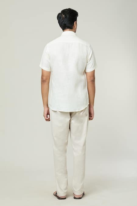 Shop_Arihant Rai Sinha_Cream Linen Solid Shirt _at_Aza_Fashions