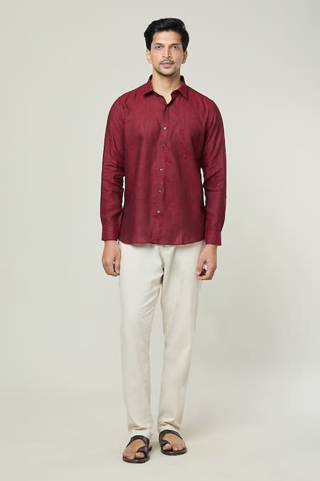 Arihant Rai Sinha Textured Full Sleeves Linen Shirt 