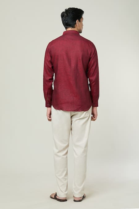 Aryavir Malhotra Textured Full Sleeves Linen Shirt 