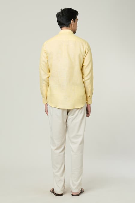 Aryavir Malhotra Full Sleeves Button Down Linen Shirt 