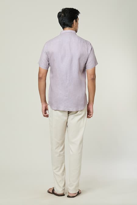 Aryavir Malhotra Plain Collared Linen Shirt 