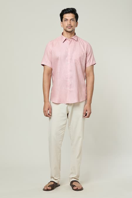 Arihant Rai Sinha Solid Collared Linen Shirt 