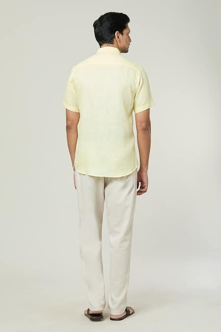 Aryavir Malhotra Pocket Detail Solid Linen Shirt 
