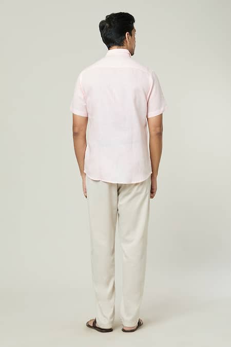 Aryavir Malhotra Pocket Detail Solid Linen Shirt 