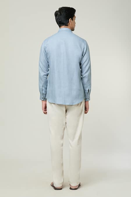 Aryavir Malhotra Pocket Detail Button Down Full Sleeves Linen Shirt 