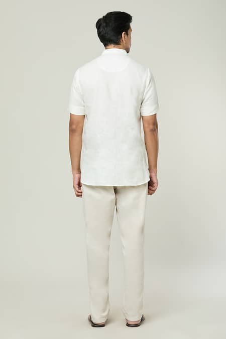 Arihant Rai Sinha Shirt Style Short Linen Kurta 