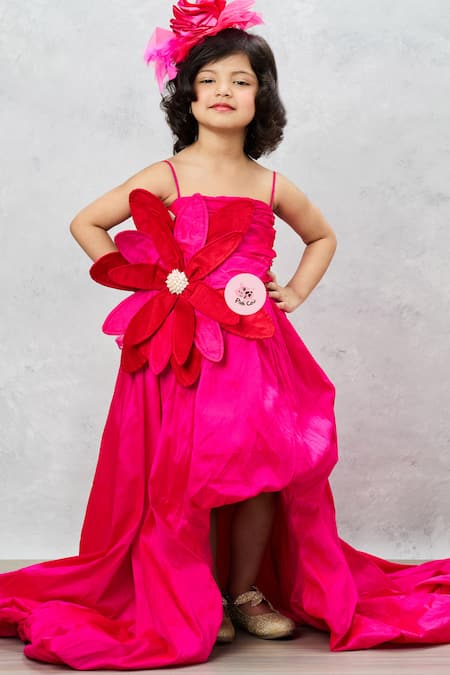 Pinkcow designs pvt ltd Floral Applique Ruffled Gown 