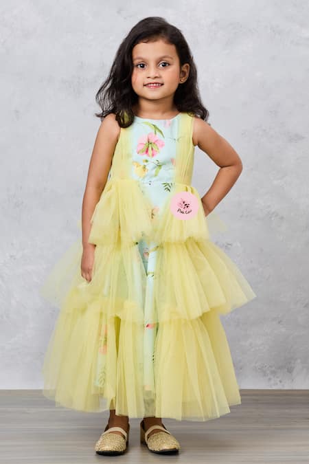 Pinkcow designs pvt ltd Floral Print Frilled Gown 