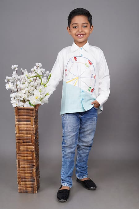 Little Brats Giant Wheel Thread Embroidered Shirt 