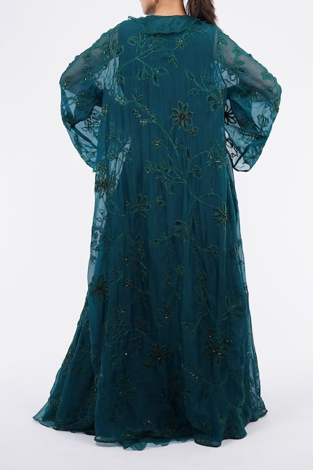 Ridhi Mehra Floral Embroidered Jacket Sharara Set 