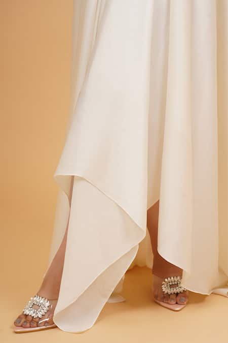 Buy_Amit Aggarwal_White Metallic Thread Collared Embellished Dress _Online_at_Aza_Fashions