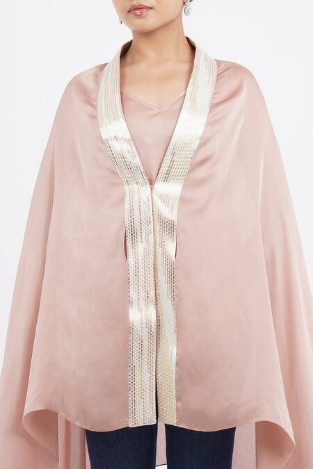 Buy_Amit Aggarwal_Pink Sequins V-neck Metallic Embellished Top _Online_at_Aza_Fashions